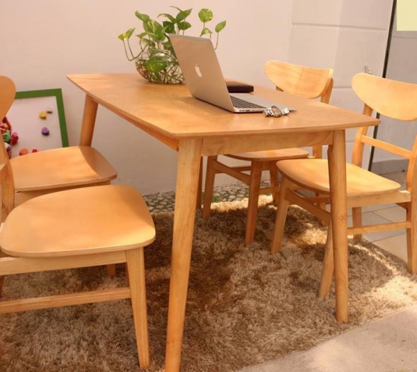 bàn bàn ăn 4 ghế mango mặt gỗ